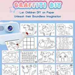 The new children's camera Polaroid camera takes photos records videos and prints immediately. The camera has high-definition pixels