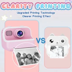 The new children's camera Polaroid camera takes photos records videos and prints immediately. The camera has high-definition pixels