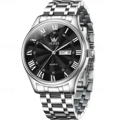 The New Olevs Men'S Business Watch Calendar Week Display Waterproof Dual Calendar Casual Quartz Watch Men'S Sports Watch