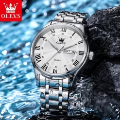 The New Olevs Men'S Business Watch Calendar Week Display Waterproof Dual Calendar Casual Quartz Watch Men'S Sports Watch