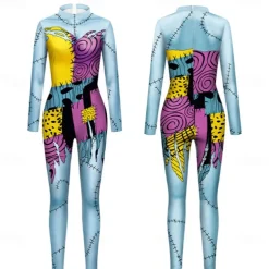 The Nightmare Before Christmas Sally Jack Skellington Cosplay Costume Bodysuits Movie Cosplay for Women's Adults' Christmas Carnival Masquerade Party / Evening