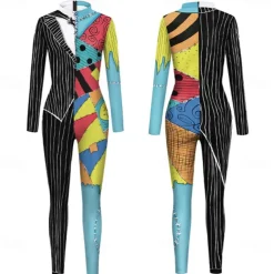 The Nightmare Before Christmas Sally Jack Skellington Cosplay Costume Bodysuits Movie Cosplay for Women's Adults' Christmas Carnival Masquerade Party / Evening