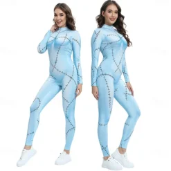 The Nightmare Before Christmas Sally Jack Skellington Cosplay Costume Bodysuits Movie Cosplay for Women's Adults' Christmas Carnival Masquerade Party / Evening