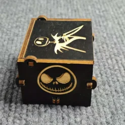 The Nightmare Before Christmas Hand-Cranked Vintage Music Box with Holly Wood Automatic Wind-Up Eight-Tone Melody - 'This is Halloween' Theme, Perfect Holiday & Birthday Gift for Fun