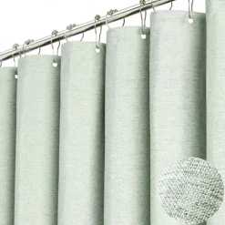 Thick Linen Fabric Shower Curtain, Heavy Duty Luxury Decorative Shower Curtains for Bathroom and Bathtubs, Classic Hotel Spa Quality Design, Waterproof & Washable