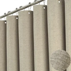 Thick Linen Fabric Shower Curtain, Heavy Duty Luxury Decorative Shower Curtains for Bathroom and Bathtubs, Classic Hotel Spa Quality Design, Waterproof & Washable