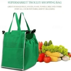 Thickened Green Supermarket Cart Shopping Bag Storage Fabric Bag Non Woven Handbag Tv Product Grab Bag