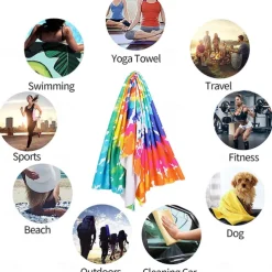Tie Dye Beach Towel, Sand Free Hippie Color Beach Towels Oversized, Sup Soft Large Bath Towel, Water Absorbent Bathroom Towel for Men, Women, Travel, Swim, Camp, 32 x 64 Inch