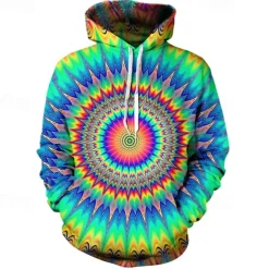 Tie-dye Print Hoodie 1980s Disco Hoodie Christmas Hoodie Cartoon Manga Anime Front Pocket Graphic Hoodie For Men's Women's Unisex Adults'