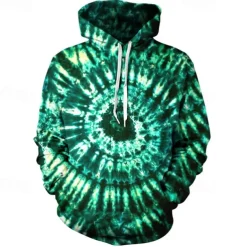 Tie-dye Print Hoodie 1980s Disco Hoodie Christmas Hoodie Cartoon Manga Anime Front Pocket Graphic Hoodie For Men's Women's Unisex Adults'