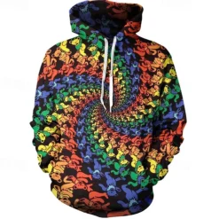 Tie-dye Print Hoodie 1980s Disco Hoodie Christmas Hoodie Cartoon Manga Anime Front Pocket Graphic Hoodie For Men's Women's Unisex Adults'