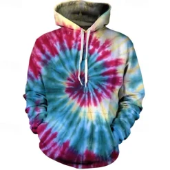 Tie-dye Print Hoodie 1980s Disco Hoodie Christmas Hoodie Cartoon Manga Anime Front Pocket Graphic Hoodie For Men's Women's Unisex Adults'