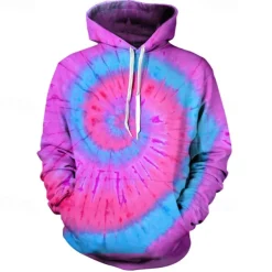 Tie-dye Print Hoodie 1980s Disco Hoodie Christmas Hoodie Cartoon Manga Anime Front Pocket Graphic Hoodie For Men's Women's Unisex Adults'
