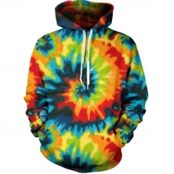 Tie-dye Print Hoodie 1980s Disco Hoodie Christmas Hoodie Cartoon Manga Anime Front Pocket Graphic Hoodie For Men's Women's Unisex Adults'