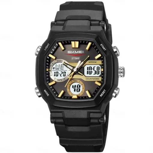 Time Beauty Fashion Multi functional Student Watch Electronic Watch Sports 3 Time Display Electronic Watch