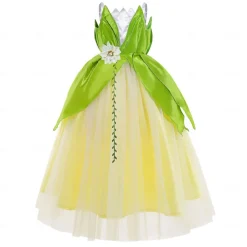 Tinker Bell Fairytale Princess Tiana Flower Girl Dress Theme Party Costume Tulle Dresses Girls' Movie Cosplay Cosplay Halloween Green Dress Halloween Carnival Masquerade World Book Day Costumes