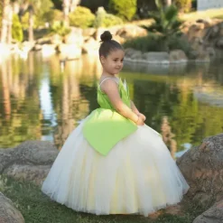 Tinker Bell Fairytale Princess Tiana Flower Girl Dress Theme Party Costume Tulle Dresses Girls' Movie Cosplay Cosplay Halloween Green Dress Halloween Carnival Masquerade World Book Day Costumes