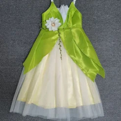 Tinker Bell Fairytale Princess Tiana Flower Girl Dress Theme Party Costume Tulle Dresses Girls' Movie Cosplay Cosplay Halloween Green Dress Halloween Carnival Masquerade World Book Day Costumes