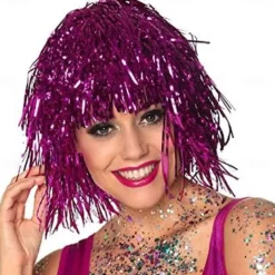 Tinsel Wigs Fancy Dress Shiny Party Wig Metallic Cosplay Supplies