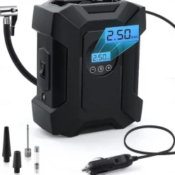 Tire Inflator Portable Air Compressor, 12v Dc Air Pump for Car Tires with Digital Pressure Gauge 150psi and Emergency Led Light, Tire Pump for Car Bicycle Motorcycle Basketball and Other Inflatables