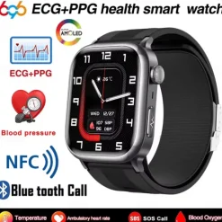 tk66 Smart Watch 2.06 inch Smartwatch Fitness Running Watch Bluetooth ECG+PPG Temperature Monitoring Pedometer Compatible with Android iOS Women Men Step Tracker IP 67 49mm Watch Case