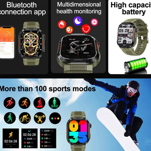 TK25 Sport Outdoor Smart watch Men IP68 Waterproof ECGPPG Health monitoring Bluetooth Call Reloj SmartWatch For Android IOS
