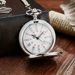 To My Husband Pocket Watch Black Engraved Timepiece with Chain, Romantic Gift for Him from Wife, Anniversary Keepsake