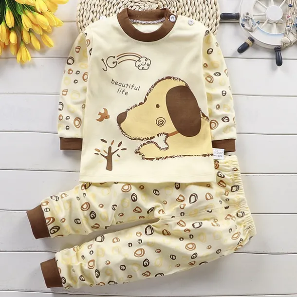 Toddler Boys 2 Pieces Pajama Sets Long Sleeve AB022 AB01 AB04 Animal Cartoon Crewneck Spring Fall Daily Home 3-7 Years