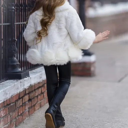 Toddler Girls' Faux Fur Coat Solid Color Fashion Outdoor Cotton Coat Outerwear 3-7 Years Winter Black Pink Light gray