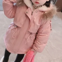 Toddler Girls' Parka Solid Color Fashion Outdoor Cotton Coat Outerwear 3-7 Years Fall Black Pink Blue