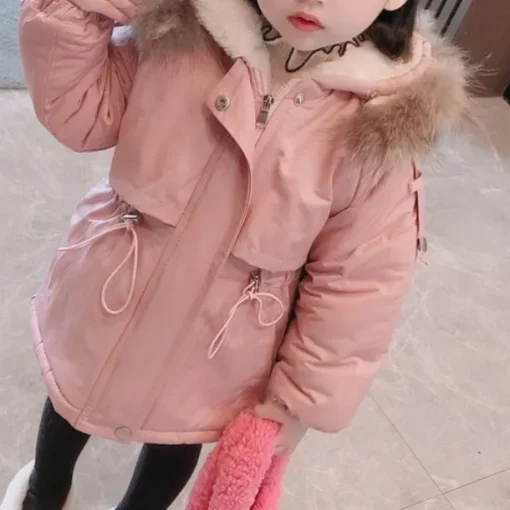 Toddler Girls' Parka Solid Color Fashion Outdoor Cotton Coat Outerwear 3-7 Years Fall Black Pink Blue