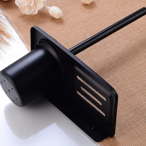 Toilet Brush Holder Set Aluminum Material Include Bathroom Toilet Brush and Toilet Brush Holder Wall Mounted Black 1Set