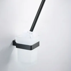 Toilet Brush with Holder, Stainless Steel Wall Mounted Rubber Painted Toilet Bowl Brush and Holder for Bathroom