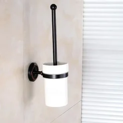 Toilet Brush with Holder,Antique Brass Wall Mounted Rubber Painted Toilet Bowl Brush and Holder for Bathroom