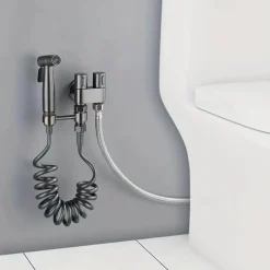 Toilet Hand Held Bidet Faucet Sprayer Bidet Set Sprayer Gun Toilet Spray For Bathroom Self Cleaning Shower Head (with 78 Inch Extension Pipe And Dual Control Angle Valve)