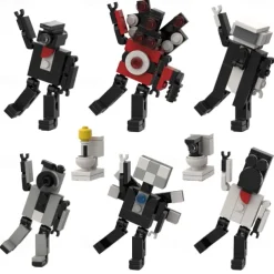 Toilet Man and Surveillance Man Toy Titan Sound TV Man Skibidi Toilet Building Block Q Cute Team