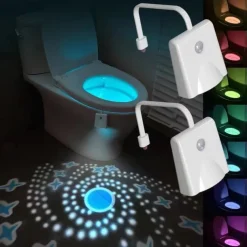 Toilet Night Light Rechargeable Motion Sensor Activated Color Changing LED Light for Bathroom Cool Fun Bathroom Decor Accessory