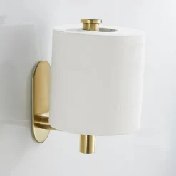 Toilet Paper Holder & 2Wall Hooks Sets Self Adhesive Wall Mount Stainless Steel Bathroom Accessories(Black/Golden/Silvery)