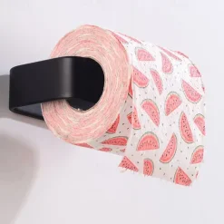 Toilet Paper Holder Aluminum Material Bathroom Wall Mounted Toilet Roll Paper Single Rod Black 1pc