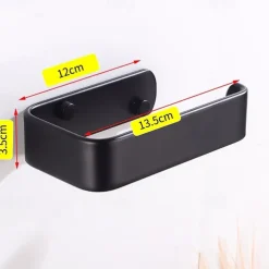 Toilet Paper Holder Aluminum Material Bathroom Wall Mounted Toilet Roll Paper Single Rod Black 1pc