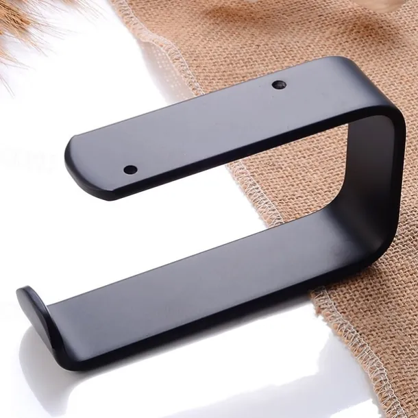 Toilet Paper Holder Aluminum Material Bathroom Wall Mounted Toilet Roll Paper Single Rod Black 1pc