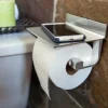 Toilet Paper Holder No Drilling Required Toilet Paper Holder with Shelf Self-Adhesive Toilet Roll Holder with Patented Adhesive Toilet Roll Holder Wall Mounted for Kitchen and Bathroom