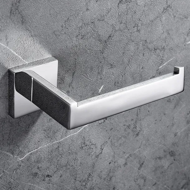 Toilet Paper Holder Premium Design Contemporary Stainless Steel for Bathroom Wall Mounted Brushed Silvery 1pc
