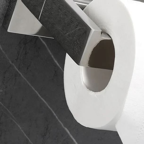 Toilet Paper Holder Premium Design Contemporary Stainless Steel for Bathroom Wall Mounted Brushed Silvery 1pc