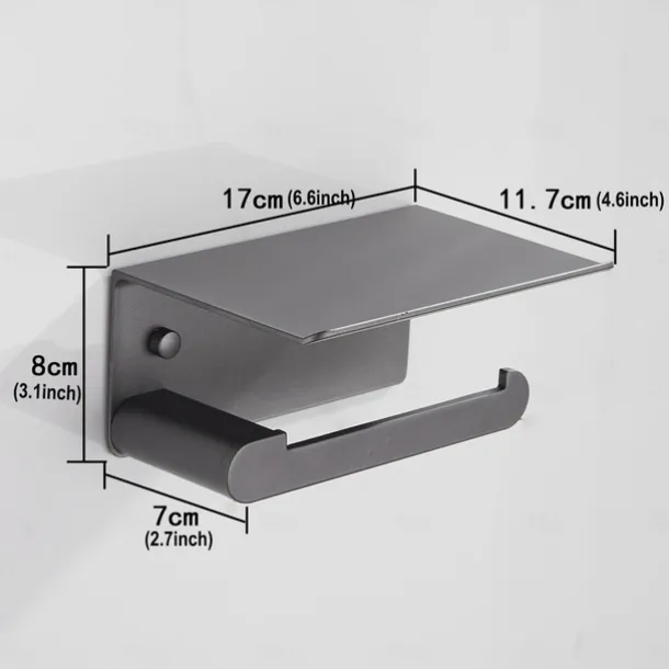 Toilet Paper Holder with Shelf Wall Mounted,Aluminum Toilet Paper Roll Holder, Tissue Roll with Mobile Phone Storage