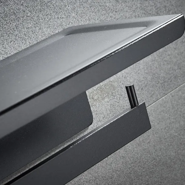 Toilet Paper Holder with Shelf Wall Mounted,Aluminum Toilet Paper Roll Holder, Tissue Roll with Mobile Phone Storage