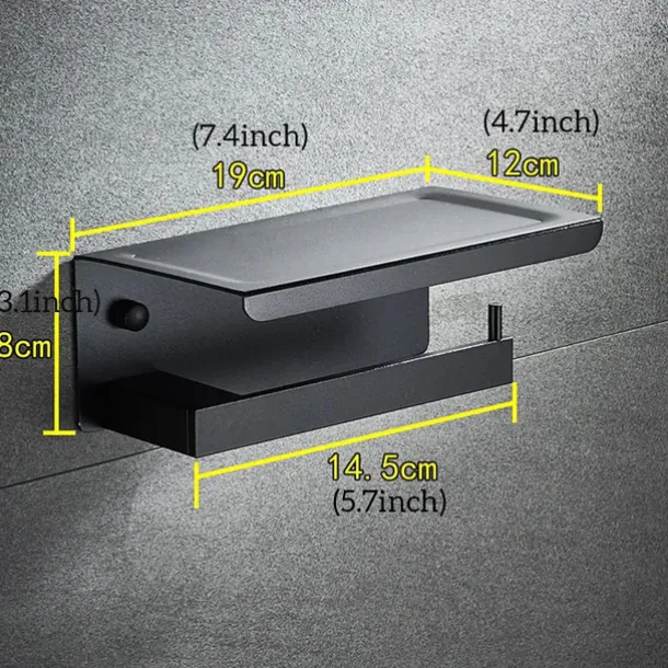 Toilet Paper Holder with Shelf Wall Mounted,Aluminum Toilet Paper Roll Holder, Tissue Roll with Mobile Phone Storage