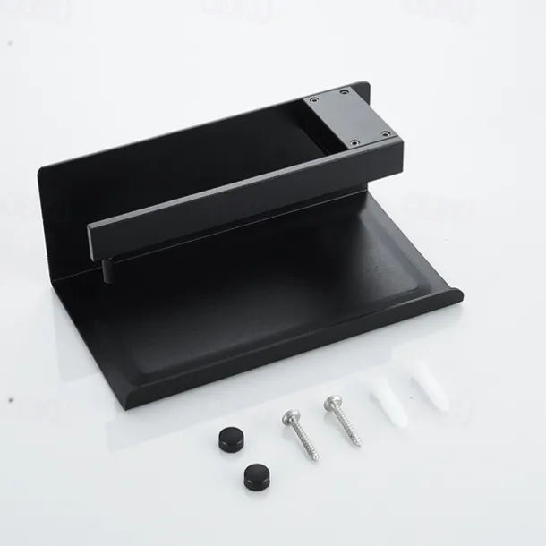 Toilet Paper Holder with Shelf Wall Mounted,Aluminum Toilet Paper Roll Holder, Tissue Roll with Mobile Phone Storage