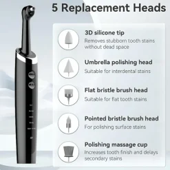 Tooth Polisher Electric Professional with 5 Replacement Heads and 5 Clean Mode USB Charging Waterproof Tooth Polisher Kit