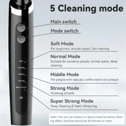 Tooth Polisher Electric Professional with 5 Replacement Heads and 5 Clean Mode USB Charging Waterproof Tooth Polisher Kit